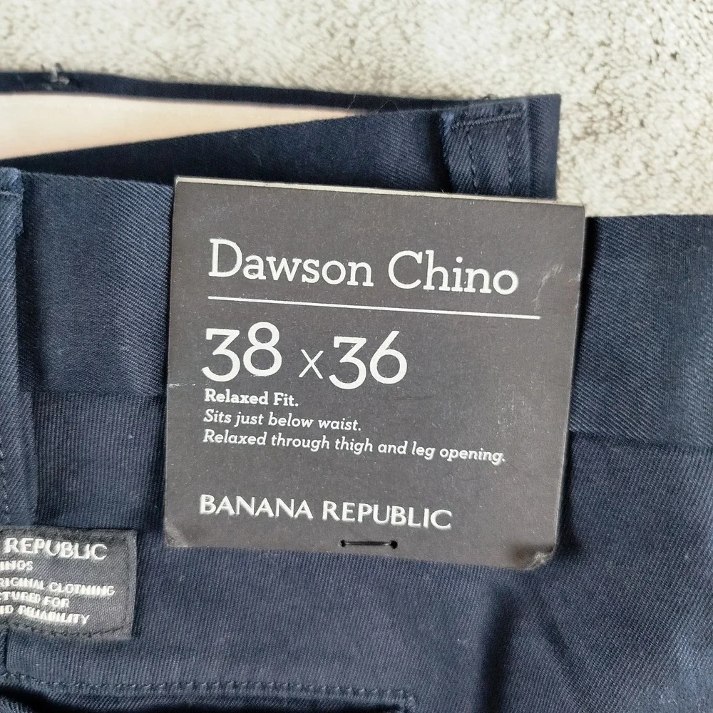 Banana Republic Pants Mens 38x36 Navy Dawson Relaxed Flat Front Pants Chino
